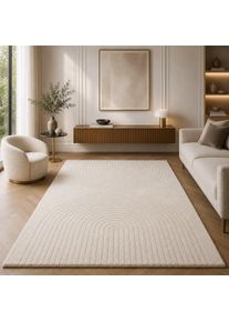 Designteppich OTTO HOME "Soft Dune in Standard- und Premium-Qualit&auml;t, 3D Optik/Hoch-Tief Effekt", beige (cream), B:160cm L:220cm, Polyester, Polypropylen, Teppiche, Designteppich, moderner Wohnzimmer Teppich, hohe Flordichte und angenehm weich