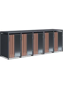 M&uuml;lltonnenbox WESTMANN "Status 5", grau (anthrazit, holzoptik), B:330cm H:116cm T:80cm, Stahl, Aufbewahrungsboxen, M&uuml;lltonnenbox, BxTxH: 330x80x116 cm, f&uuml;r 5x240 L M&uuml;lltonnen