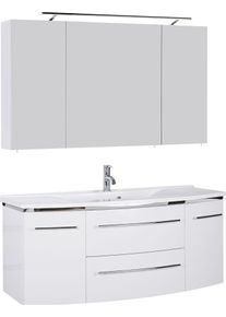 Badm&ouml;bel-Set SAPHIR "3040", wei&szlig; (wei&szlig; glanz, wei&szlig; glanz), B:120cm, Kastenm&ouml;bel-Sets, Badm&ouml;bel-Set, Breite 120 cm