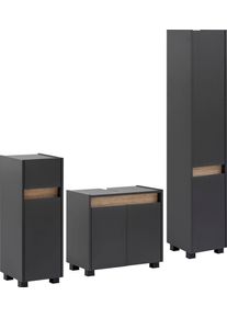 Badm&ouml;bel-Set Schildmeyer "Cosmo, Badezimmer Set, melaminharzbeschichtet, Made in Germany", grau (anthrazit), Kastenm&ouml;bel-Sets, Badm&ouml;bel-Set, Solide Verarbeitung - Dieses Produkt ist in Deutschland gefertigt