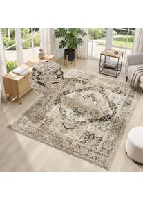 Teppich OTTO HOME "Kylan, in Standard- und Premium-Qualit&auml;t, 9 mm oder 14 mm H&ouml;he", beige (sand), B:60cm L:90cm, Kunstfaser, Teppiche, Teppich, Schrumpf-Garn-Effekt, Vintage-Look, Hoch-Tief, dezenter Glanz