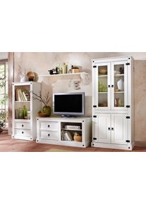 Wohnwand OTTO HOME "Mexiko Vitrine, Regal und TV-Board mit Metallgriffen", wei&szlig;, B:266cm H:140cm T:50cm, Kastenm&ouml;bel-Sets, Wohnwand, bestehend aus 1 Vitrine, 1 Lowboard und 1 Regal, ohne Wandboard