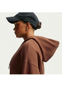 Kapuzensweatjacke Nike Sportswear "W NK STDO FLC MW OS CRP FZ HDY", Damen, Gr. M, braun (cacao wow, sail), angeraute Sweatware, Obermaterial: 80% Baumwolle, 20% Polyester, normal, angesetztes B&uuml;ndchen, Sweatjacken Kapuzensweatjacke, mit Kapuze, Langarm, aus angerauter Sweatware, normale Schnittform