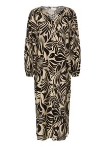 Midikleid Kaffe "Damen Kleid KAcelia", Damen, Gr. 44, N-Gr, beige (feather gray, schwarz graphic), Obermaterial: 83% Viskose CV. 17% Polyamid PA., Kleider Midikleid