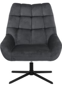 Drehsessel ACTONA GROUP "Potsdam", grau (dunkelgrau), B:73cm H:88cm T:82cm, Sessel, Drehsessel, Drehfunktion und quadratische Steppn&auml;hte, mit schwarzen Metallbeinen