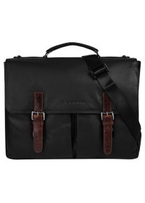 Aktentasche Bugatti "Bugatti Herren, Damen CORSO DELUXE echt Leder", Gr. B/H/T: 39cm x 28cm x 10cm onesize, schwarz, Leder, leicht gl&auml;nzend, unifarben, Taschen Aktentasche, echt Leder