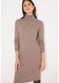 Strickkleid Cecil, Damen, Gr. XL (44), N-Gr, braun (chocolate mousse melange), Strick, Obermaterial: 33% Polyester, 31% Polyacryl, 24% Baumwolle, 12% Nylon, meliert, regular fit knielang, hoch geschlossener Ausschnitt, Rippstrickb&uuml;ndchen, Kleider Strickkleid, mit Rollkragen, knielang