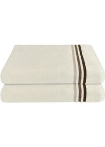 Duscht&uuml;cher Schiesser "Skyline Color aus 100 % Baumwolle mit eleganter Streifenbord&uuml;re", beige (creme), B:70cm L:140cm, Frottier, Frottier, Handt&uuml;cher, Duscht&uuml;cher, OEKO-TEX MADE IN GREEN