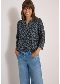 Print-Shirt Cecil, Damen, Gr. XS (36), gr&uuml;n (dried olive gr&uuml;n), Jersey, Obermaterial: 50% Baumwolle, 50% Modal, figurumspielend h&uuml;ftlang, V-Ausschnitt, Shirts Print-Shirt, Versetzter V-Ausschnitt mit Passe