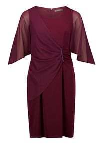 Cocktailkleid Vera Mont "Cocktailkleid mit Raffung", Damen, Gr. 50, EURO, lila (strong aubergine), Obermaterial: 95% Polyester PES. 5% Elasthan EL., Kleider Cocktailkleid