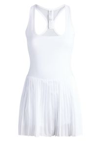 Shirtkleid FABLETICS "Fabletics Kleid HOT SHOT PLEATED CLASSIC MINI DRESS", Damen, Gr. XS, wei&szlig; (classic wei&szlig;), Sportlich, regular fit, eckiger Ausschnitt, Kleider Shirtkleid, mit integriertem BH