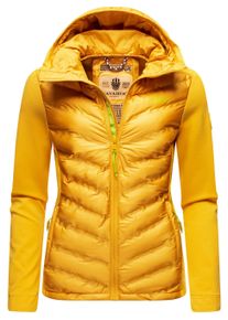 Outdoorjacke Navahoo "&Uuml;bergangsjacke Nimm Mich Mit", Damen, Gr. L, gelb, Obermaterial: 100% Polyester PES. Obermaterial: 68% Viskose CV. 27% Polyester PES. 5% Elasthan EL. Futter: 100% Polyester PES. 100% Polyester PES., figurbetont h&uuml;ftlang, &Auml;rmel ohne &Auml;rmelschlitz Umschlagsaum, Jacken Outdoorjacke, stylische &Uuml;bergangsjacke mit Kapuze