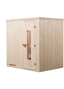 Sauna Weka "Elementsauna HALMSTAD 1", beige (natur), Bio-Ofen, externe Steuerung, 4,5 kW, Saunen, Sauna, vorgefertigte Elemente, isolierte Holzt&uuml;r