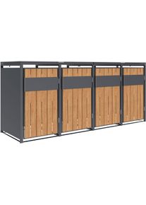 M&uuml;lltonnenbox WESTMANN "Varius 4", braun (anthrazit, holzoptik), B:265cm H:116cm T:80cm, Stahl, Aufbewahrungsboxen, M&uuml;lltonnenbox, BxTxH: 265x80x116 cm, f&uuml;r 4x240 L M&uuml;lltonnen