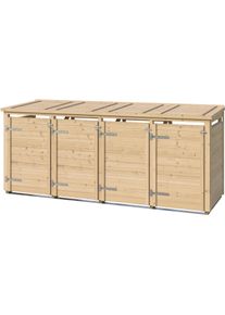 M&uuml;lltonnenbox Weka "Killarney", braun (naturbelassen), B:300cm H:127cm T:92cm, Massivholz, Aufbewahrungsboxen, M&uuml;lltonnenbox, Metall pulverbeschichtet, f&uuml;r 4 M&uuml;lltonnen, BxTxH: 300x92x127 cm