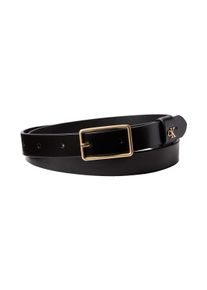 Lederg&uuml;rtel Calvin Klein Jeans "SQUARE BUCKLE CK LOOP 25MM", Damen, Gr. 90, schwarz (schwarz, antique light gold), Rindsleder, unifarben, G&uuml;rtel Lederg&uuml;rtel, Gr&ouml;&szlig;enverstellbar