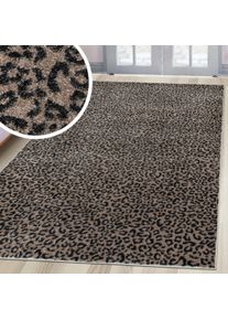 Teppich OTTO HOME "Fynna, Leoparden-Muster, Animal Print, modern", braun (beige), B:60cm H:9mm L:110cm, Kunstfaser, Teppiche, Teppich, Leo, besonders weicher Flor, Wohnzimmer, Schlafzimmer, Esszimmer