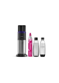Wassersprudler SodaStream "E-DUO Wassersprudler titan, Standard Pack", silber (dunkelgrau), B:37,4cm H:44,2cm T:19cm, Kunststoff, Wassersprudler, Wassersprudler, Elektrischer Sprudler, Glas- und Kunststoffflasche enthalten