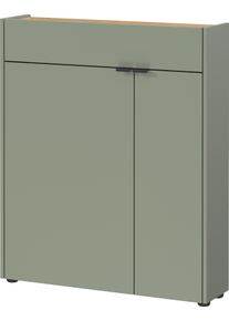 Schuhschrank Germania "Ameca", gr&uuml;n (taupegr&uuml;n, navarra, eiche, nachbildung), B:83cm H:99cm T:22cm, Holzwerkstoff, Schr&auml;nke, Schuhschrank