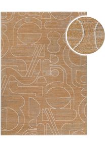 Teppich Esprit "Beatle-B", beige (braun multi), B:80cm H:15mm L:150cm, Polyester, Teppiche, Teppich, Kurzflor, grafisches Design, Hoch-Tief-Effekt, waschbar, Jute-R&uuml;cken