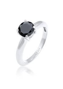 Silberring Elli "Ring Solit&auml;r Klassisch Zirkonia Verlobung 925 Silber" Gr. 58, schwarz, Fingerringe, Damen, 58, Silber 925 (Sterlingsilber), Silberring