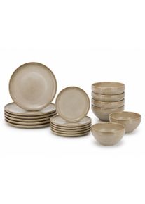 Cosy & Trendy Teller-Set COSY & TRENDY "Conico, Geschirr-Set, 18-tlg.", sand, 18, Steinzeug, Geschirr-Sets, Teller-Set, Steinzeug, f&uuml;r 6 Personen, rund, sp&uuml;lmaschinengeeignet