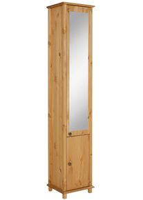 Hochschrank Home Affaire "Vili", beige (natur), B:34,5cm H:175,5cm T:30cm, Massivholz, Schr&auml;nke, Hochschrank, Aus massiver Kiefer, T&uuml;r mit Spiegel