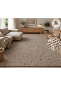 Wollteppich OTTO HOME "Wolly, Wolle, in Standard und Premium Qualit&auml;t" Gr. 1, beige (sand), B:60cm H:14mm L:90cm, Wolle, Teppiche, Wollteppich, handgewebt, Handweb Teppiche, Skandi, Wohnzimmer, Schlafzimmer