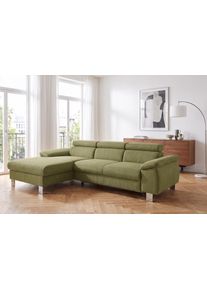 Ecksofa COTTA "Komaris L-Form, B: 244 cm", grass, B:244cm H:72cm T:166cm, 94% POLYESTER (PES) 6%POLYAMID (PA), Sofas, Ecksofa, mit Kopfteilverstellung, optional Schlaffunktion, Bettkasten & Licht