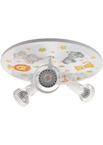 Niermann Deckenleuchte "Kinderlampe mit Motiv "Little Safari", Strahler f&uuml;r Kinderzimmer", bunt (wei&szlig;, bunt), 3, &Oslash; 35cm H: 15cm, 1 Stk., Leuchten, 3 schwenk- und drehbare Strahler, Made in Germany, Deckenleuchte