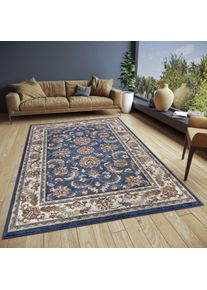 Teppich HANSE HOME "Reni", blau (blau,creme), B:80cm H:8mm L:120cm, Jute, Polyester, Polypropylen (PP), Teppiche, Teppich, L&auml;ufer, Orientalisch, Kurzflor, Wohnzimmer, Schlafzimmer, Esszimmer