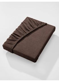 Betttuch BIBERNA Gr. 3, braun (schokobraun), L:200cm, Mako-Jersey, 100% Baumwolle, Bettlaken, Betttuch