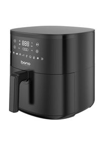 Bono , Schwarz , Metall, Kunststoff , 6.15 l , 29x27.9x36 cm , antihaftbeschichteter Innenbeh&auml;lter, Programm w&auml;hlbar, &Uuml;berhitzungsschutz, Display, Temperaturanzeige, Betriebsanzeige, Timer, Hei&szlig;lufttechnologie, Kontrollleuchte, Touchscreen ,