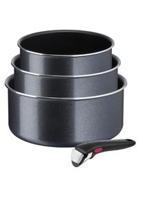 Topf-Set Tefal "Ingenio XL Force, Topfset abnehmbarer Griff, nicht induktionsgeeignet", blau (graublau), B:22,5cm H:11,5cm L:28,5cm, T&ouml;pfe, Topf-Set, stapelbar, platzsparend, Topfset mit Antihaftversiegelung, L15890
