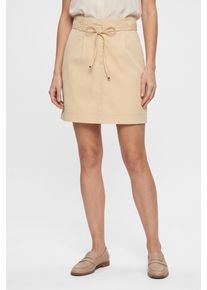 Webrock BOSS Orange "Varachute Premium Damenmode", Damen, Gr. 40, beige (open beige 287), Web, Obermaterial: 98% Baumwolle, 2% Elasthan, unifarben, regular fit ca. Mitte Oberschenkel, R&ouml;cke Webrock, mit Bindeband