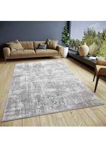 Teppich Hanse Home "Style", grau (grau,beige), B:57cm H:13mm L:90cm, Polyester, Teppiche, Teppich, Vintage, Kurzflor, Orient Optik, pflegeleicht, robust, gl&auml;nzend