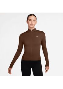 Trainingsjacke Nike "W NK ONE DF FZ FITTED JKT", Damen, Gr. XL, cacao wow, wei&szlig;, Obermaterial: 80% Polyester, 20% Elasthan, normal, Jacken Trainingsjacke, Dri-FIT Technologie, schnelltrocknend, k&ouml;rpernahe Passform