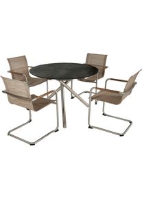 Garten-Essgruppe GARDEN PLEASURE "SOPHIA 09", silber (silber, sandbraun), Obermaterial: 70% PVC, 30% Polyester, Sitzm&ouml;bel-Sets, Garten-Essgruppe