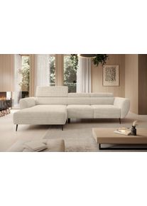 Ecksofa WERK2 "Alisson 277 x 174 cm modern & bequem, bodenfrei, Multifunktionen", natur, B:277cm H:76cm T:174cm, 90% Polyester, 10% Nylon, Sofas, Ecksofa, Cord, L-Form, XXL, elektrische Sitztiefenverstellung, Schlaffunktion