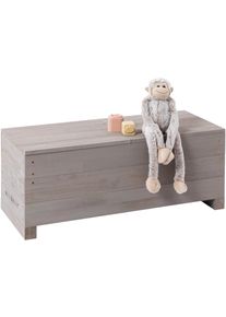Sandkasten Muddy Buddy "Sandkasten & Kindersitzbank Discoverer", grau (warmgrau), Sandk&auml;sten, Kinder, B/H/L: 83cm x 32cm x 35cm, Massivholz, Sandkasten, B:83cm H:32cm L:35cm