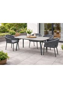 Garten-Essgruppe DESTINY "MOLINO SAN MARINO 4 Se + Tisch OV 180x90cm anthrazit", grau (anthrazit, anthrazit), B:61cm H:81cm T:62cm, Aluminium, Wicker/Kunststoffgeflecht, Sitzm&ouml;bel-Sets, Garten-Essgruppe, Aluminium, Rope, Polywood