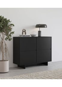 Sideboard OTTO HOME "Tatami, Stilvolle, moderne grifflose Kommode 2 T&uuml;ren, Breite 111cm", schwarz, B:111cm H:88cm T:41,5cm, Holzwerkstoff, Melamin, Metall, Spanplatte, Sideboards, Sideboard, Anrichte mit viel Stauraum, B&ouml;den verstellbar, push-to-open-Funktion