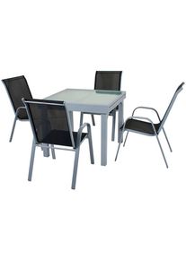 Garten-Essgruppe GARDEN PLEASURE "LOLA", grau (grau, schwarz), Obermaterial: 100% Polyester, Sitzm&ouml;bel-Sets, Garten-Essgruppe