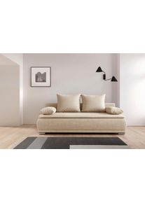 Schlafsofa WERK2 "Biggi 206 cm komfortabel & modern, Komfort Sitz- und Liegeh&ouml;he", beige, B:206cm H:88cm T:91cm, 100% Polyester, Sofas, Schlafsofa, Struktur fein+weich, Schlaffunktion, Bettkasten