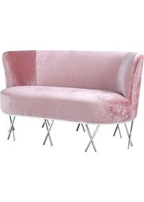 Sofa LEONIQUE "Scarlett", rosa, Sofas, Sofa, Sofa/Bank, rosa Velours, Chromf&uuml;&szlig;e, Design, 145x72x80