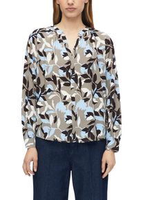 Langarmbluse s.Oliver, Damen, Gr. 42, bunt (taupe aop), Web, Obermaterial: 100% Viskose, bedruckt, h&uuml;ftbedeckend, V-Ausschnitt, Blusen Langarmbluse, im Tunika-Look und mit floralem Muster