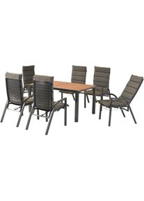 Garten-Essgruppe Merxx "&raquo;Siros&laquo;", grau (graphit, graphit, graphit), Bezug: 100% Polyester, Sitzm&ouml;bel-Sets, Garten-Essgruppe, R&uuml;ckenlehne verstellbar durch Gasdruckfeder