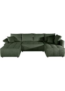 Wohnlandschaft COLLECTION AB "Funtastic U-Form, B:288 cm, Schlaffunktion, Bettkasten, auch in Cord", gr&uuml;n, B:288cm H:41cm T:166cm, 100%Polyester, Sofas, Wohnlandschaft, Schlaffunktion, Bonnelfederkern, R&uuml;ckenkissen, Armteilverstellung
