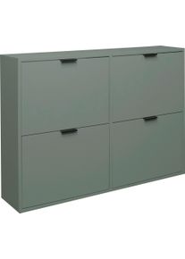 Schuhschrank M&Auml;USBACHER "Bonnie", gr&uuml;n (pine gr&uuml;n matt), B:120cm H:86cm T:25cm, Holzwerkstoff, Schr&auml;nke, Schuhschrank, Schuhschrank variabel montierbar.