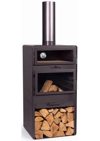 Grillkamin COOKKING "Terrassenofen Vento Plus", schwarz, B:50cm H:150cm T:50cm, Grills, Grillkamin, inkl. Pizzaofen, Stahl, 50x50x150 cm